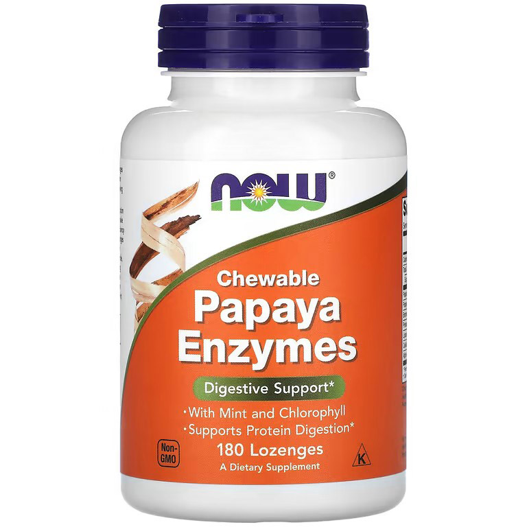 Пищевая добавка Now Papaya Enzymes для пищеварения 180 пастилок - фото 1