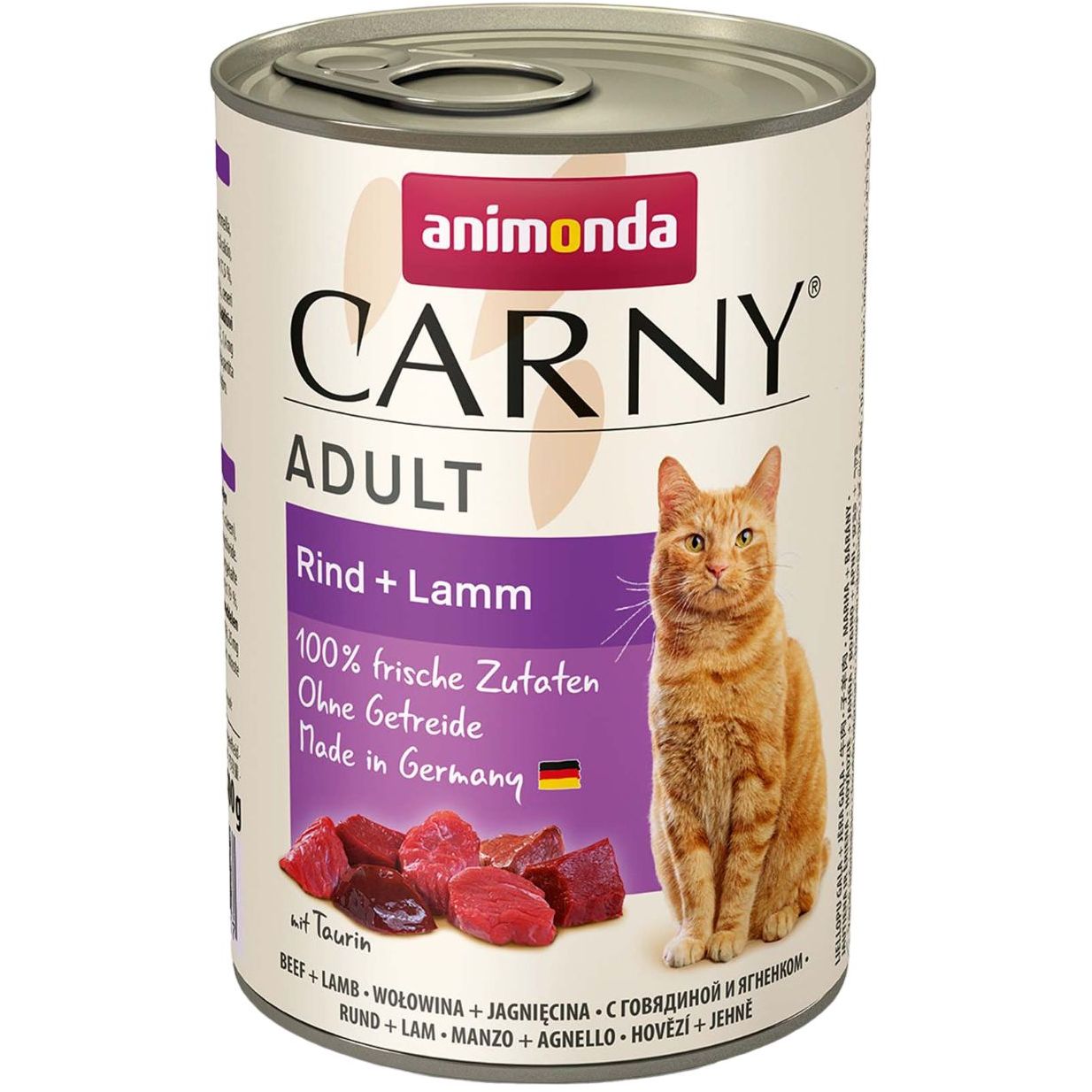 Вологий корм для котів Animonda Carny Adult Beef + Lamb, з яловичиною та ягням, 400 г - фото 1