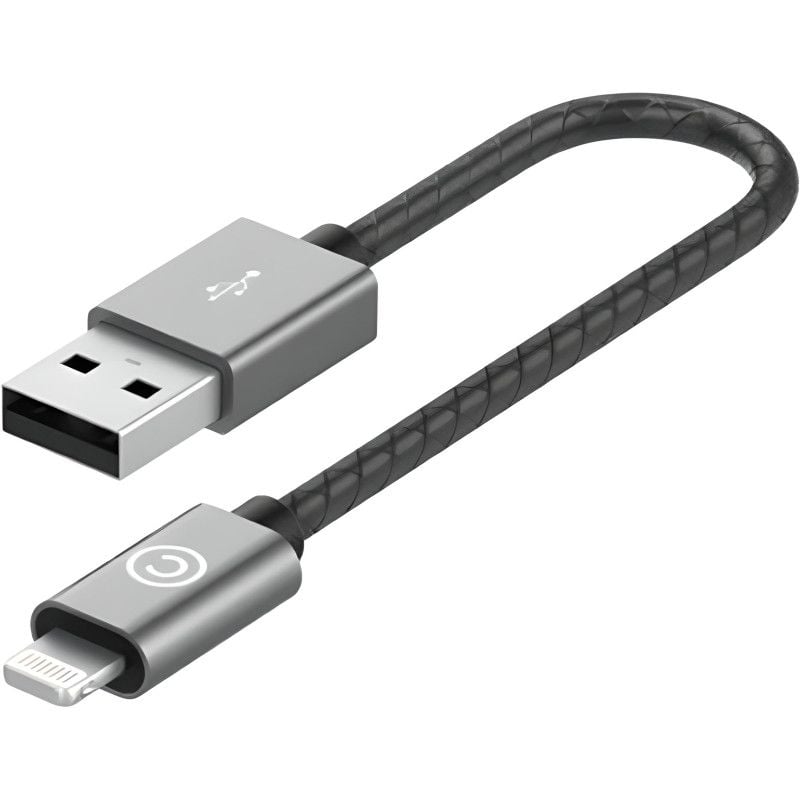 Кабель USB-A to Lightning Lab.C Leather Cable AL Space Grey 0.15 м - фото 1