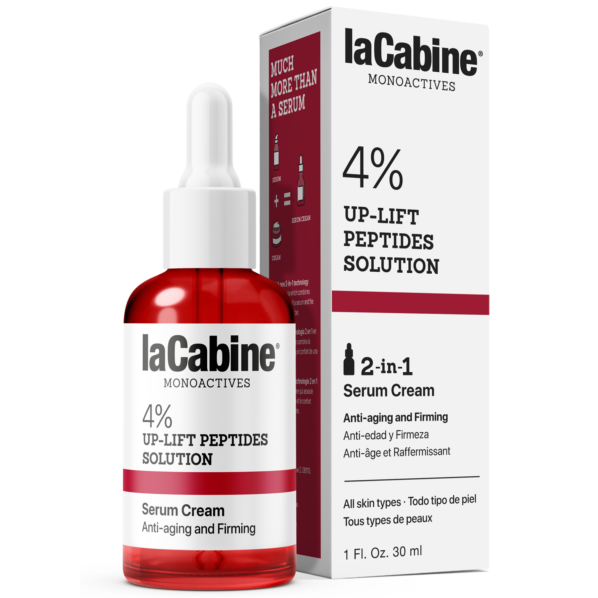 Антивікова крем-сироватка La Cabine 4% Up-Lift Peptides 2in1 для пружності та еластичності шкіри обличчя 30 мл - фото 1