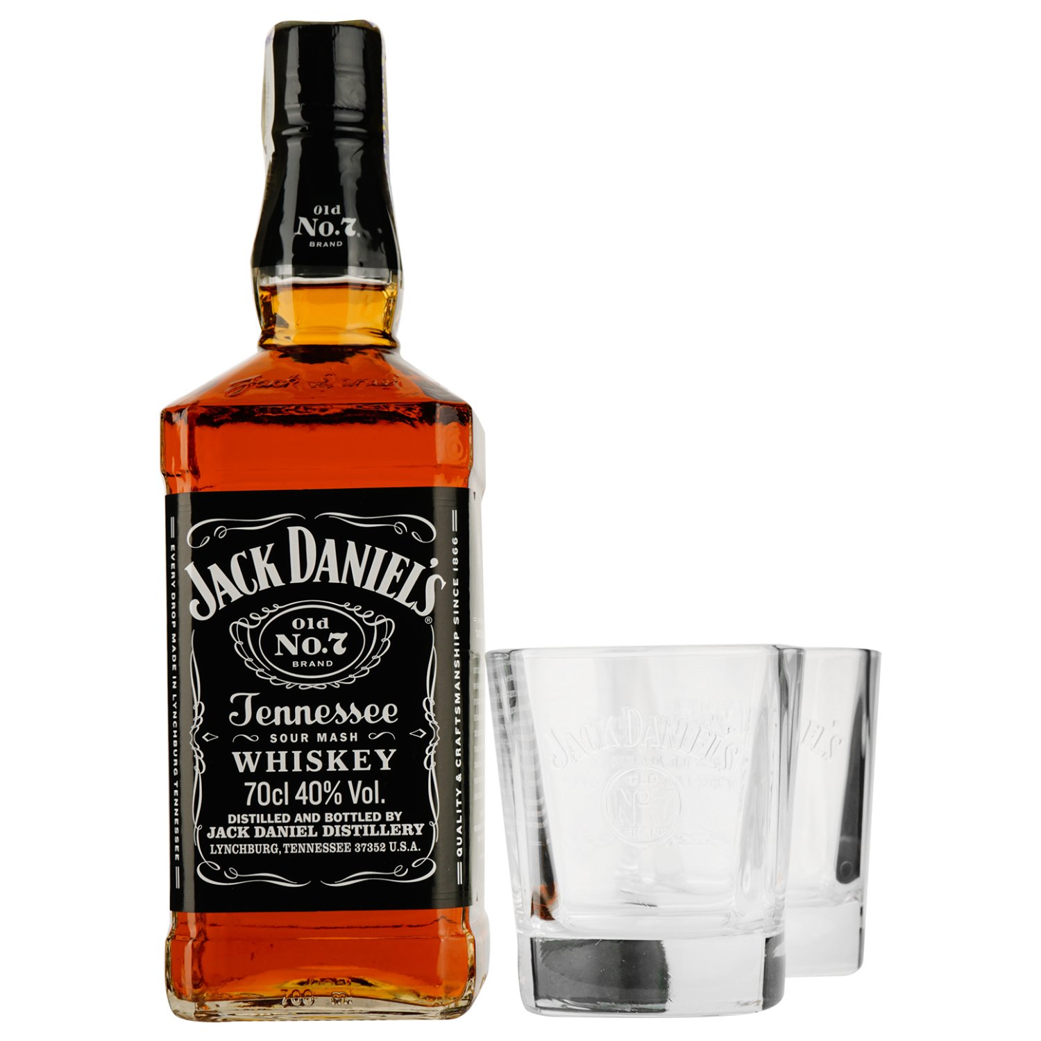Віскі Jack Daniel's Tennessee Old No.7 у металевій коробці з 2 келихами, 40%, 0,7 л (419322) - фото 5