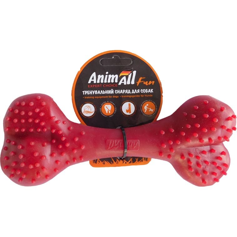 Игрушка для собак AnimAll Fun AGrizZzly Кость красная 25 см - фото 1