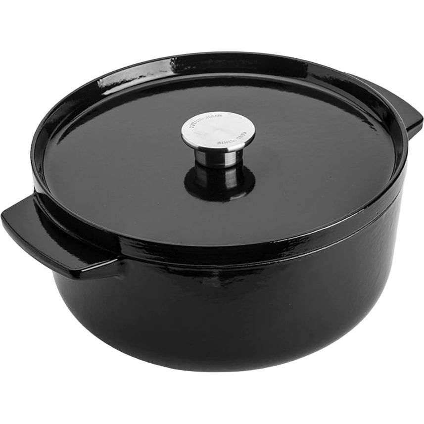 Кастрюля KitchenAid Cast Iron чугунная с крышкой 26 см 5.2 л черная (CC006061-001) - фото 1