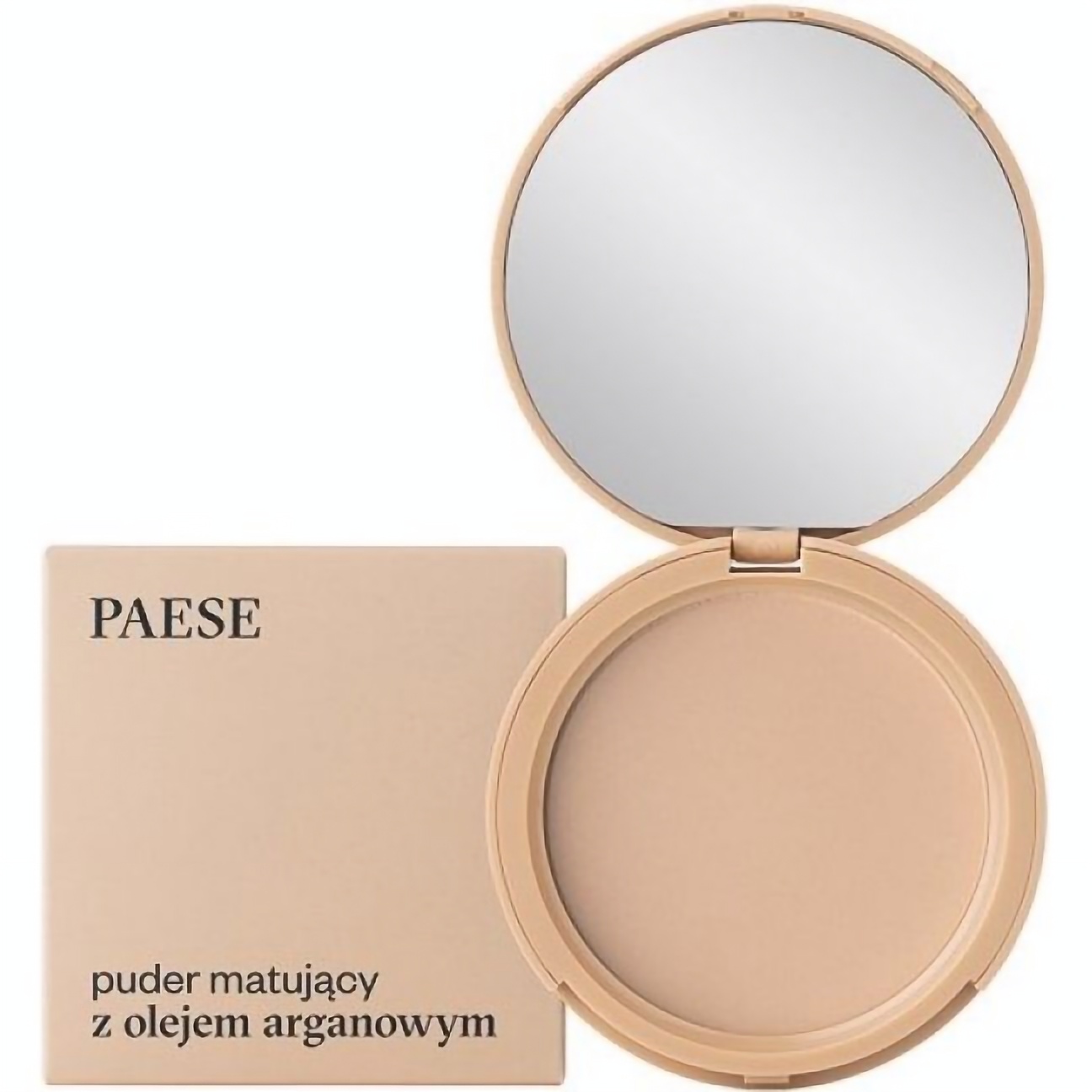 Пудра компактна Paese Mattifying Powder with Argan Oil, матуюча, відтінок 02 (Light Beige), 8 г - фото 1