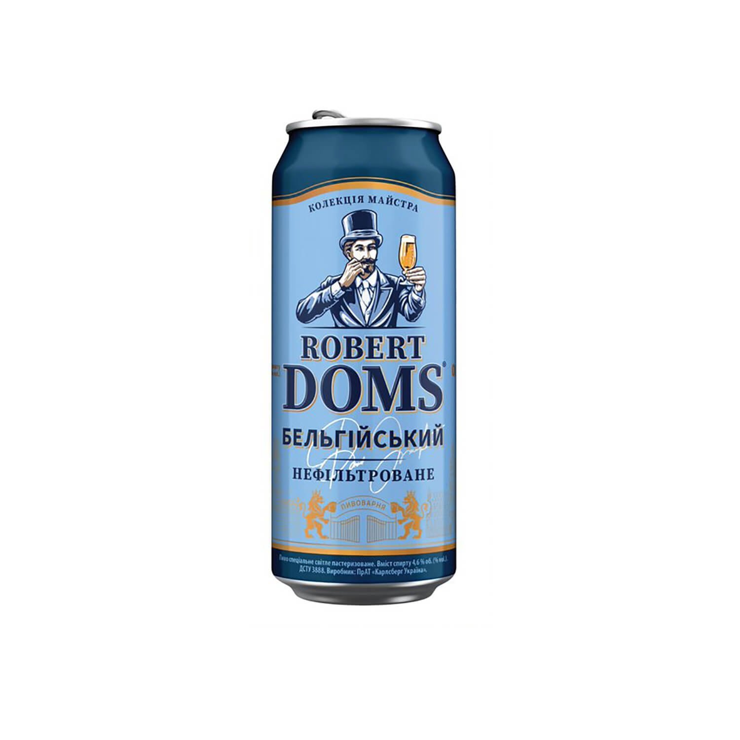 Пиво Robert Doms Бельгийское, светлое, нефильтрованое, 4,3%, ж/б, 0,5 л (812954) - фото 1