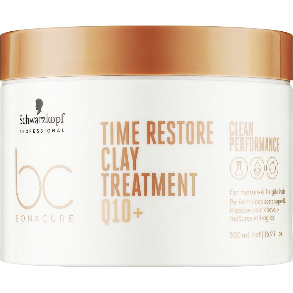 Глиняна маска Schwarzkopf Professional BC Bonacure Time Restore Clay Treatment Q10+ для зрілого та ламкого волосся 500 мл - фото 1