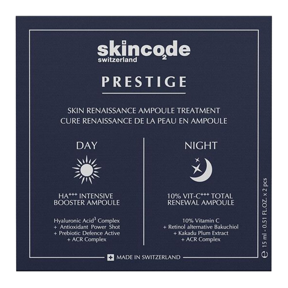 Набор сывороток для лица Skincode Prestige Skin Renaissance Ampoule Treatment Day & Nigth 2х15 мл - фото 3