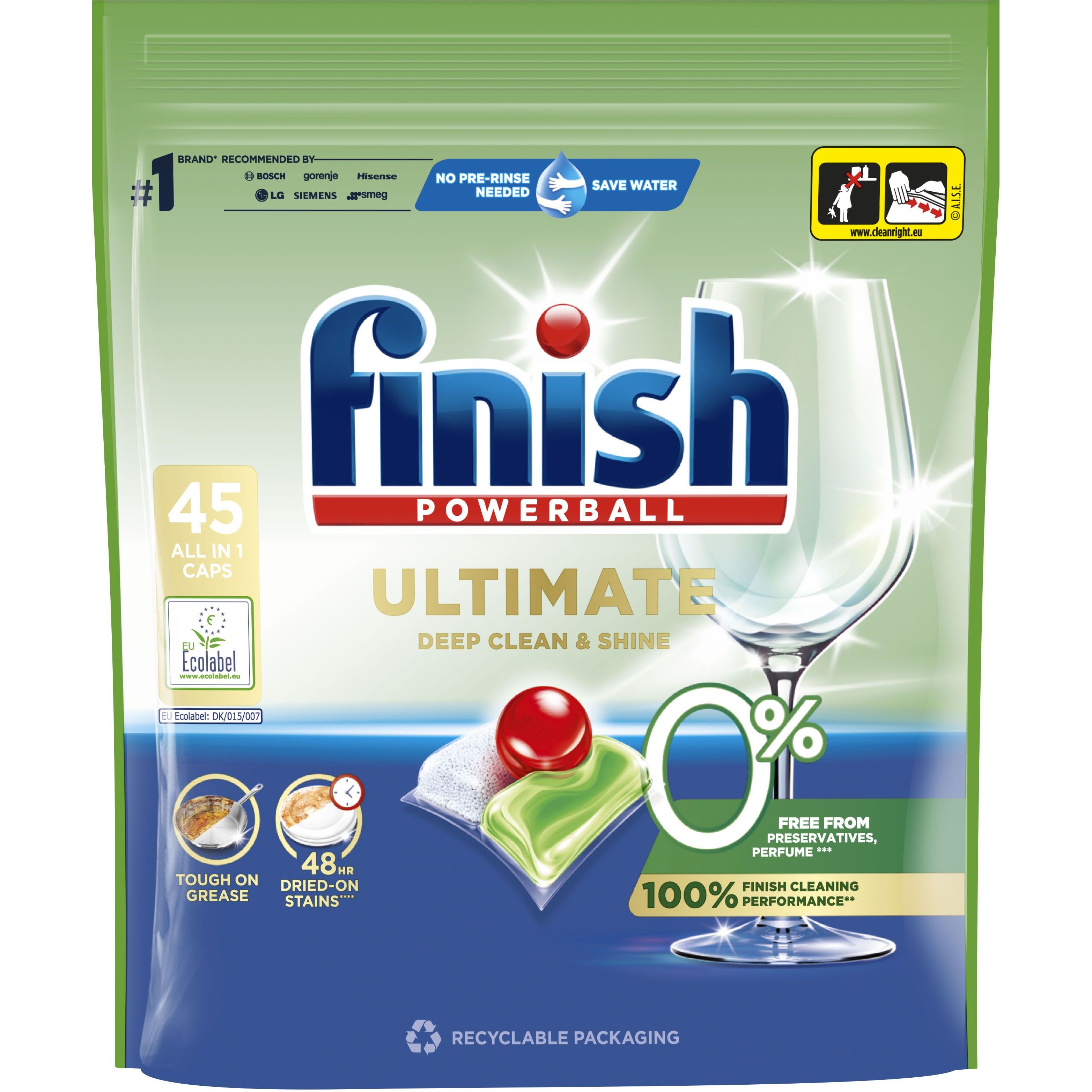 Капсулы для посудомоечных машин Finish Ultimate 0% All in 1, 45 шт. - фото 1