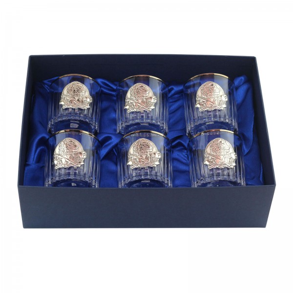 Набір кришталевих стаканів з платиной для віскі Boss Crystal Директорські, 6 предметів (BCR6LPL) - фото 1