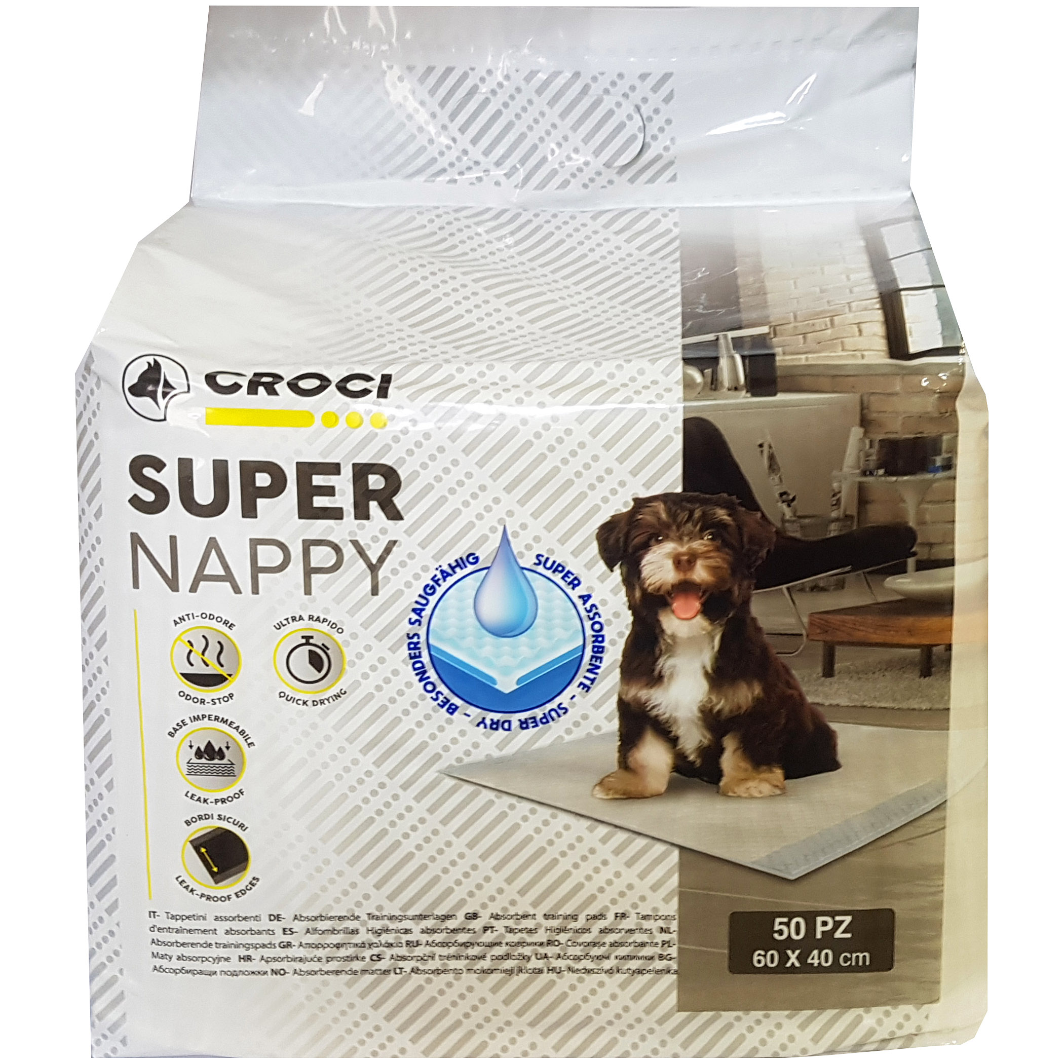 Пеленки для собак Croci Super Nappy одноразовые 60х40 см 50 шт. - фото 1