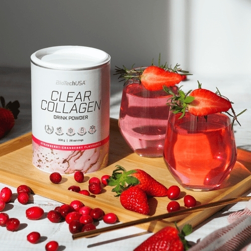 Для суглобів та зв'язок BiotechUSA Clear Collagen Strawberry-cranberry 308 г - фото 4