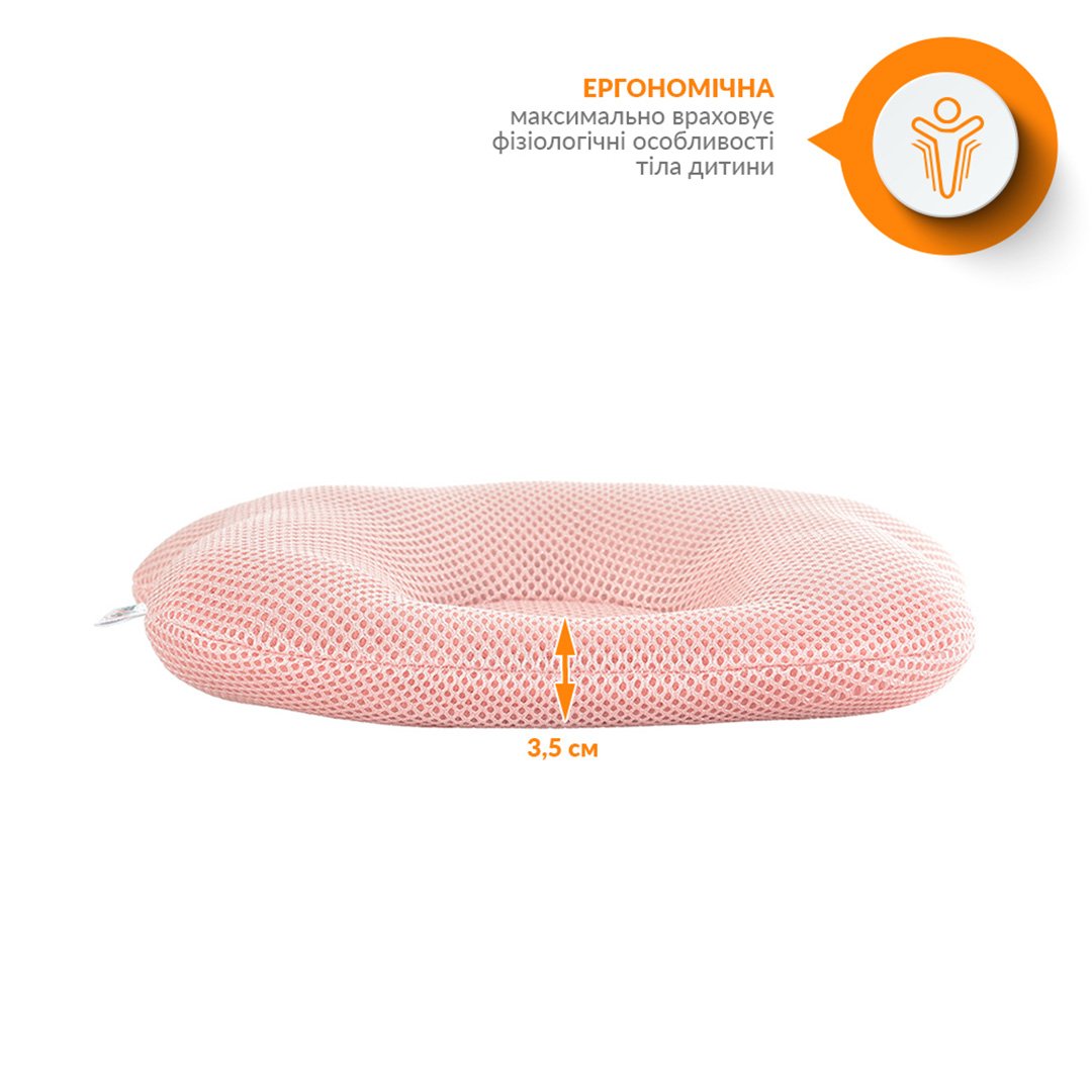 Подушка для младенцев ортопедическая Papaella Мишка, диаметр 8 см, пудровый (8-32377) - фото 4