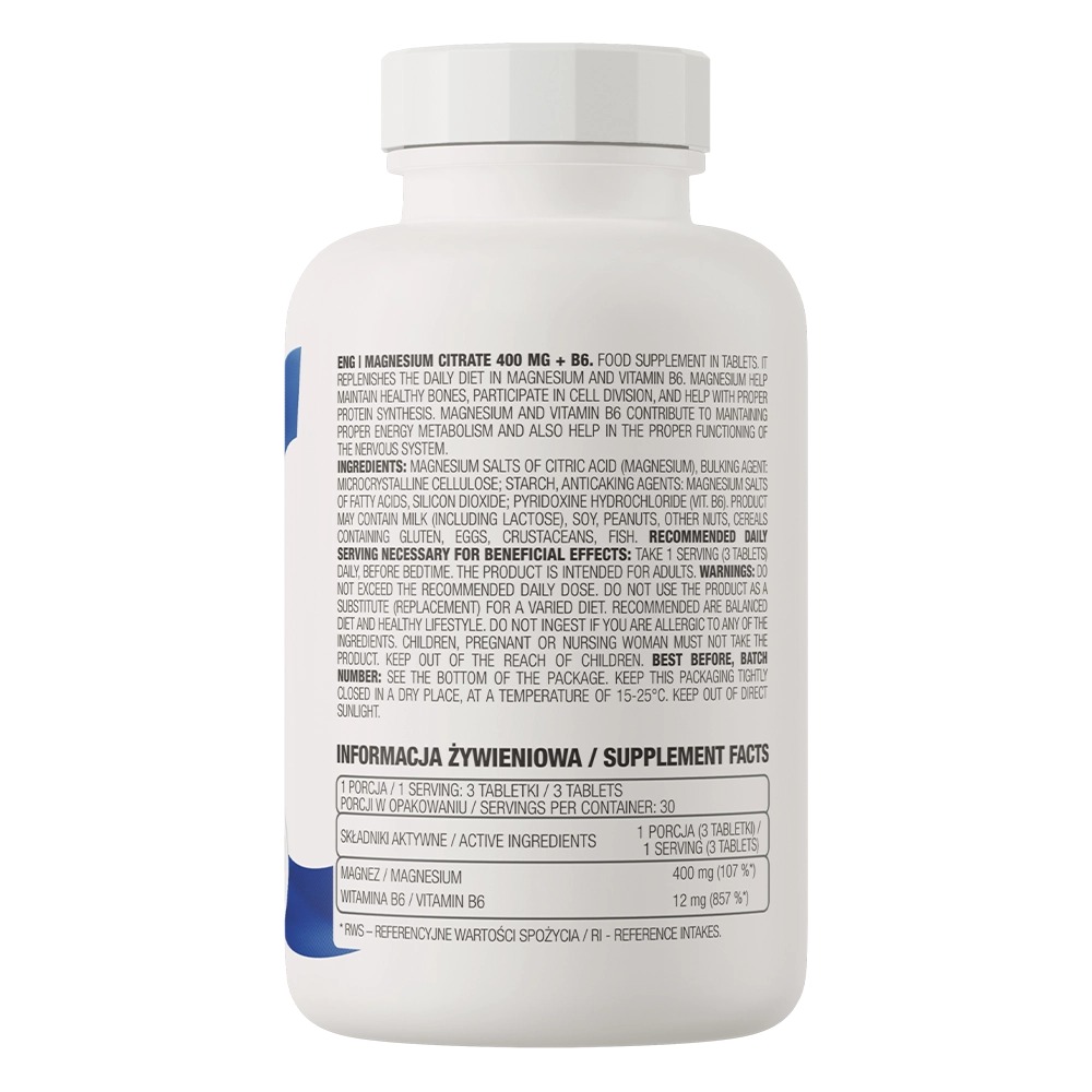 Витамины и минералы OstroVit Magnesium Citrate 400 + B6 90 таблеток - фото 3