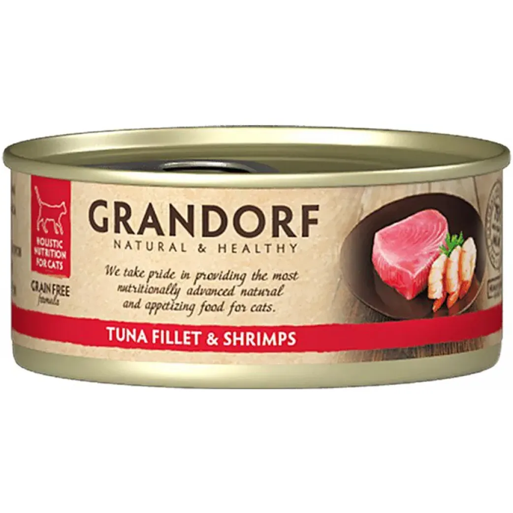 Влажный корм для кошек Grandorf Tuna Fillet & Shrimps филе тунца с креветками 70 г - фото 1