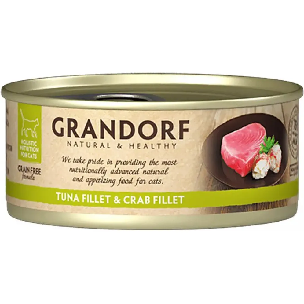 Влажный корм для кошек Grandorf Tuna Fillet & Crab Fillet филе тунца с мясом краба 70 г - фото 1