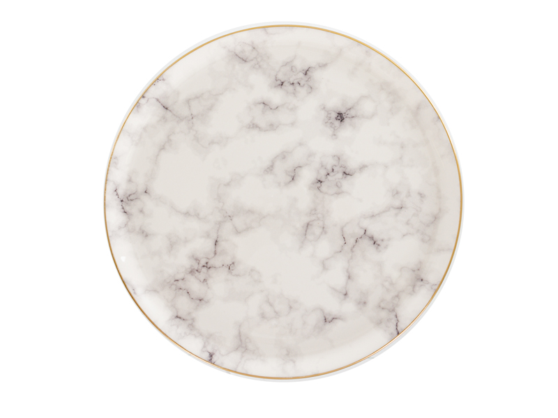 Тортівниця Alba ceramics Marble, на ніжці, з кришкою, 30 см, сіра (769-024) - фото 3