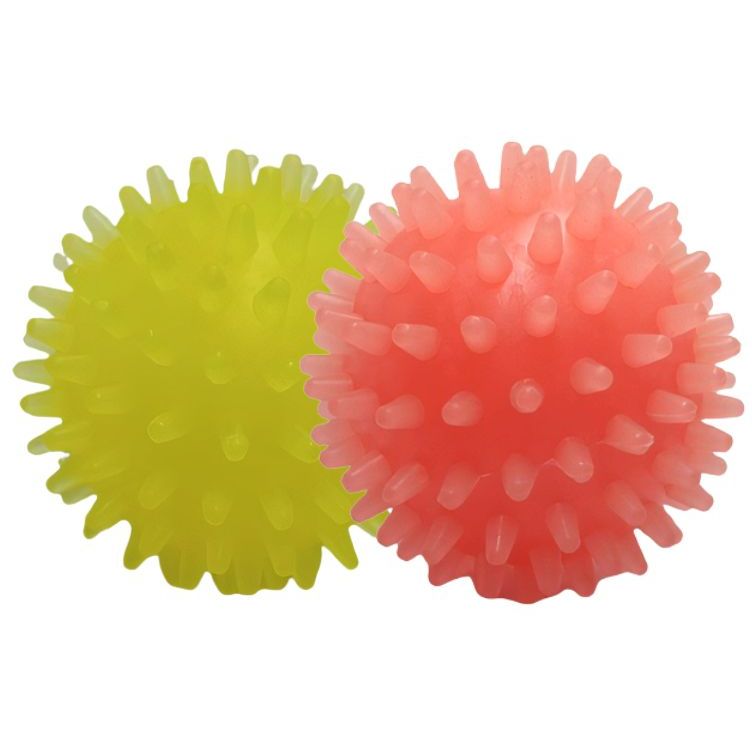 Набір іграшок для собак Fox М'ячі з шипами, з ароматом ванілі, 4 см, 1 шт., жовтий та помаранчевий - фото 1