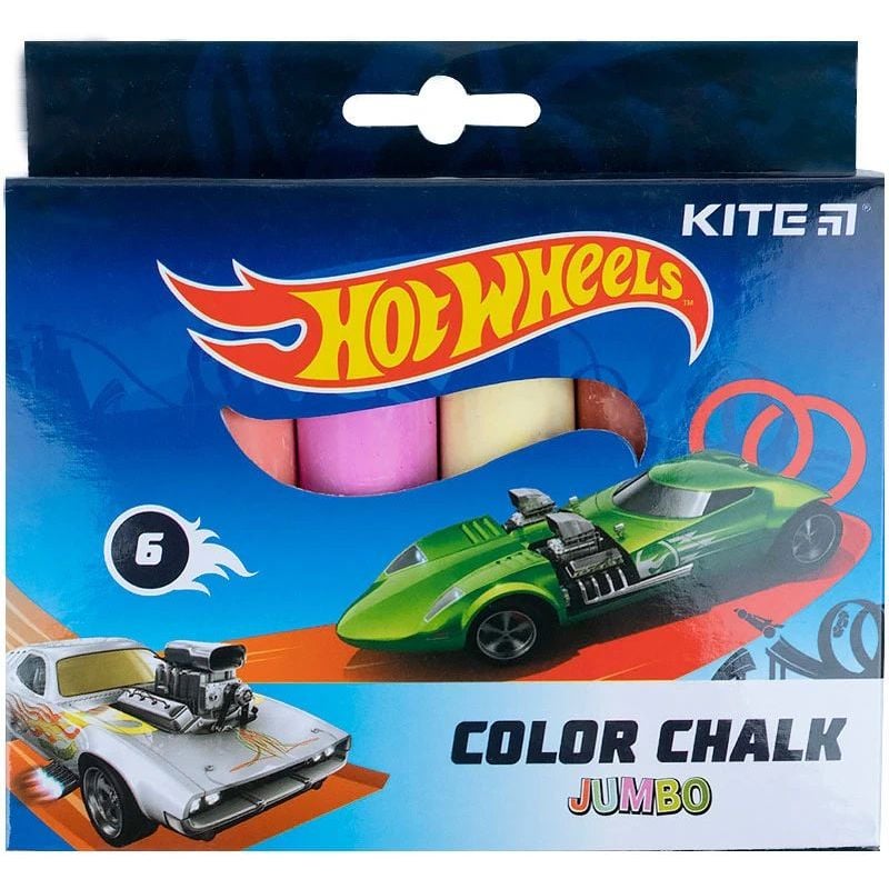 Мел цветной Kite Hot Wheels Jumbo 6 шт. (HW21-073) - фото 1
