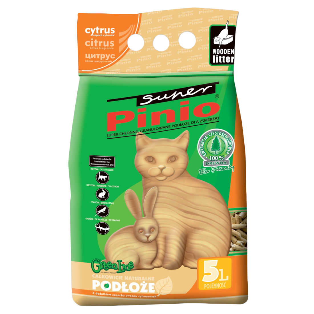 Фото - Кошачий наполнитель Деревний наповнювач для котячого туалету Super Pinio, з ароматом цитрусів,