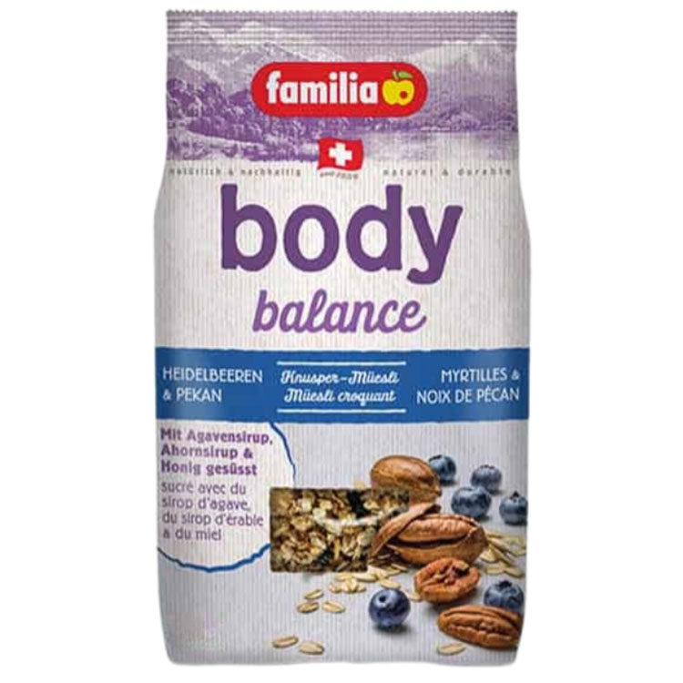 Мюсли Familia Body Balance Хрустящие с черникой и орехами пекан 325 г - фото 1