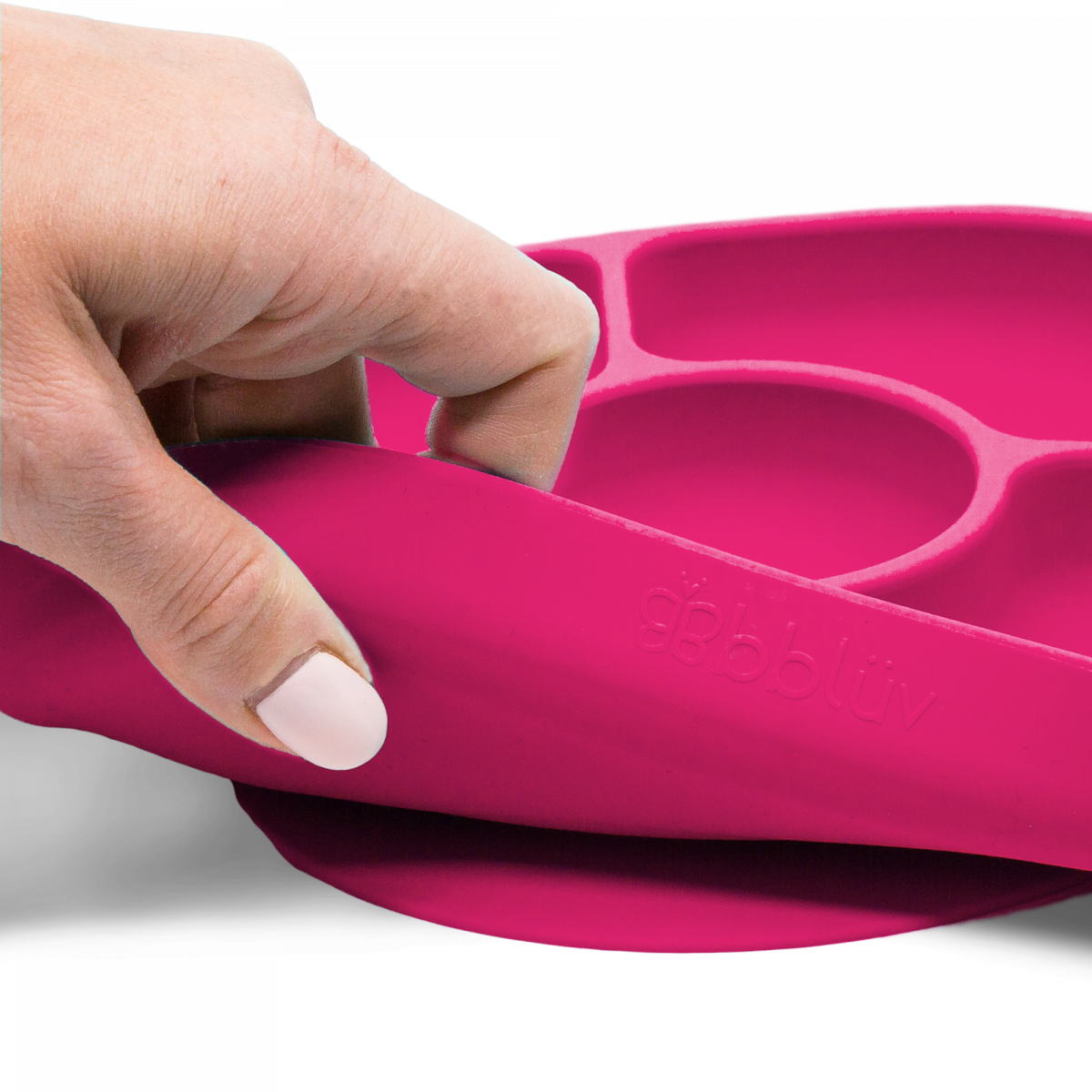 Силиконовая тарелка на присоске с ложкой BBluv, розовый (B0153-P) - фото 3