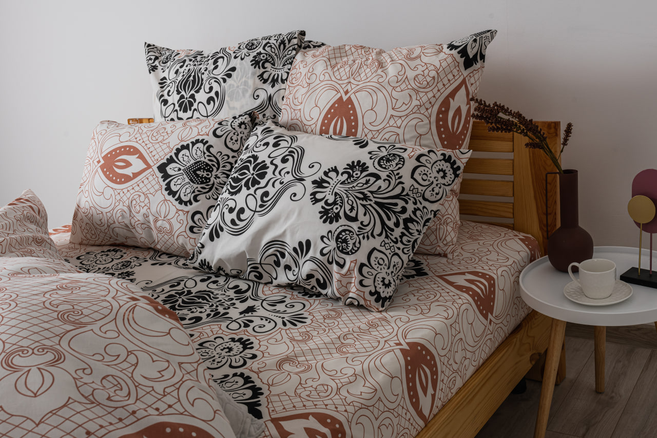 Комплект постельного белья ТЕП Soft dreams Turkish семейный черный с бежевым (2-03860_25324) - фото 5