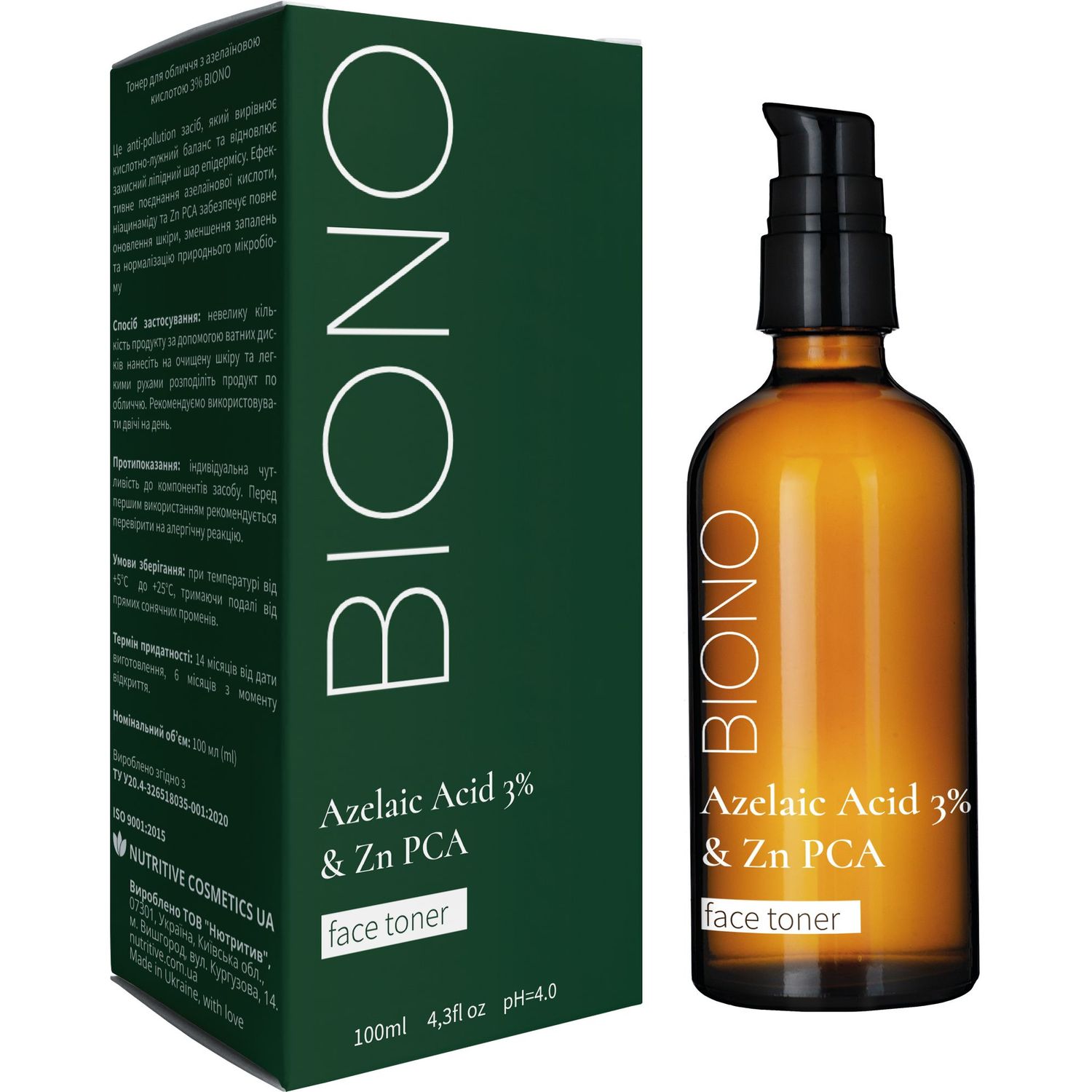 Тонер для обличчя Biono з азелаїновою кислотою 3% Anti-Pollution, 100 мл (BN_TF_APF_100) - фото 1