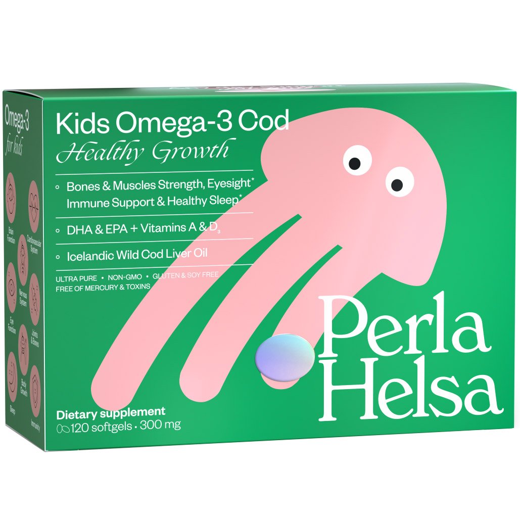 Kids Омега-3 печени трески Perla Helsa Healthy Growth с витаминами A и D3 120 капсул - фото 1