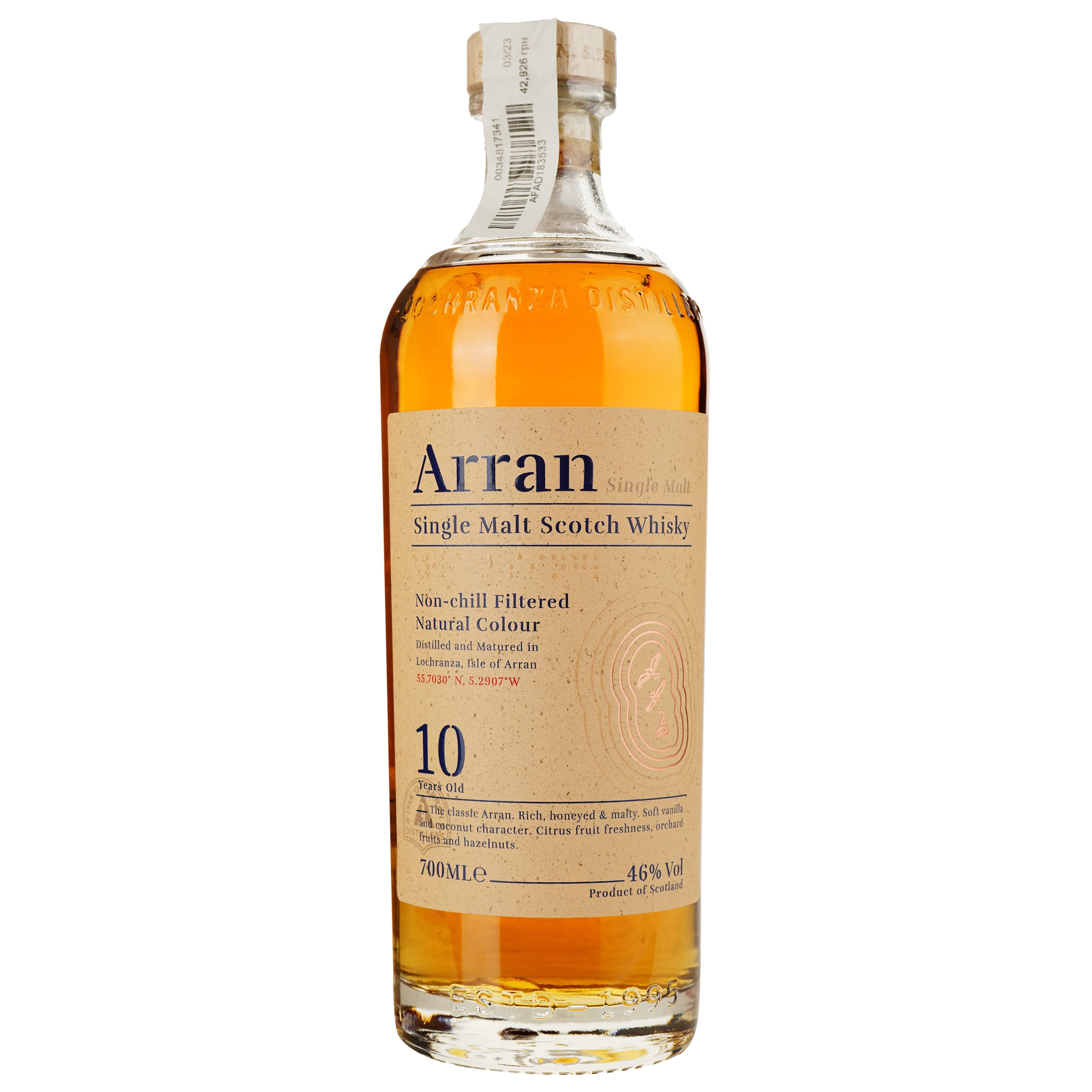 Віскі Arran 10yo Single Malt Scotch Whisky, у тубусі, 46%, 0,7 л (25013) - фото 2