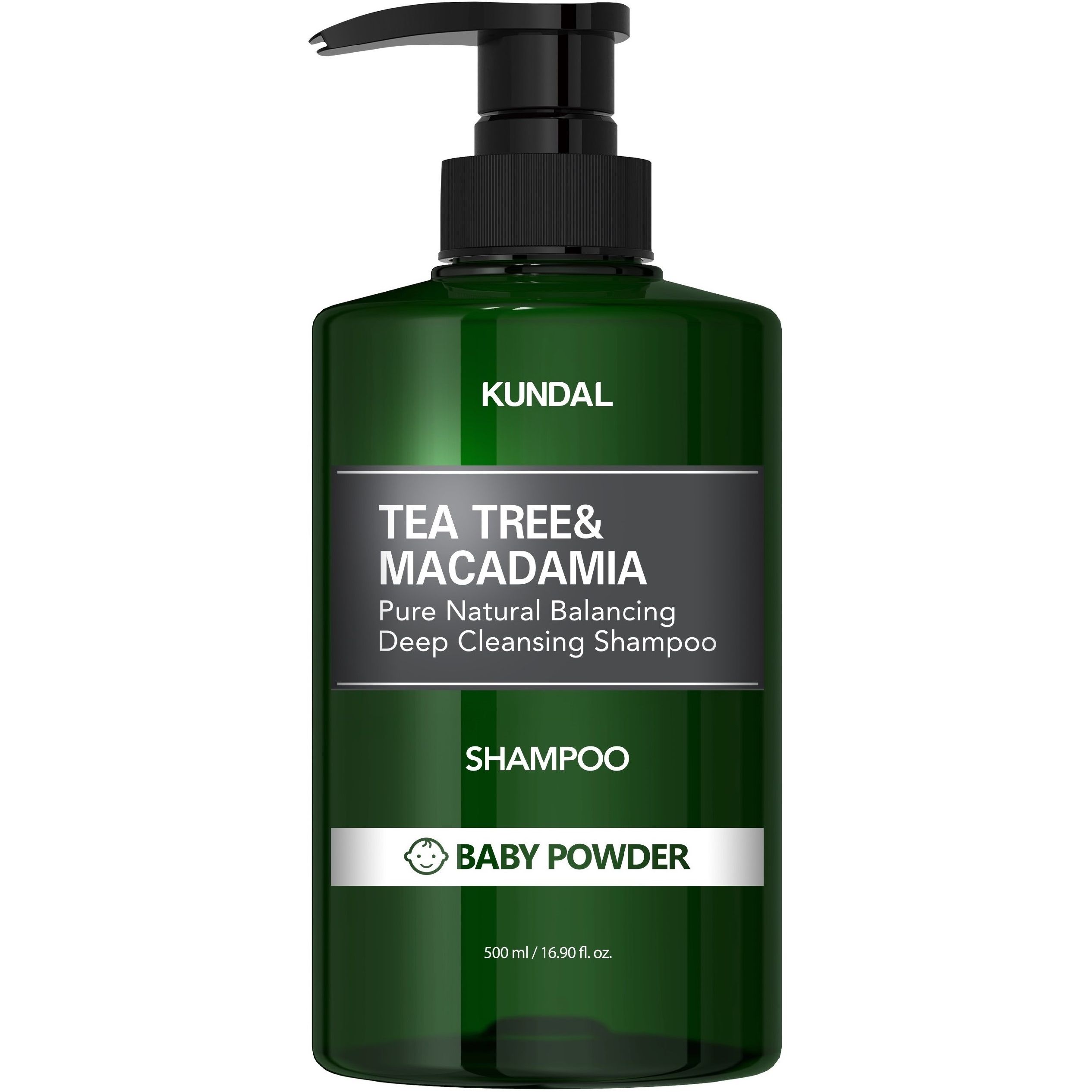 Шампунь для волос Kundal Tea Tree & Macadamia Deep Cleansing Shampoo Baby Powder против перхоти с ароматом детской присыпки натуральный 500 мл - фото 1