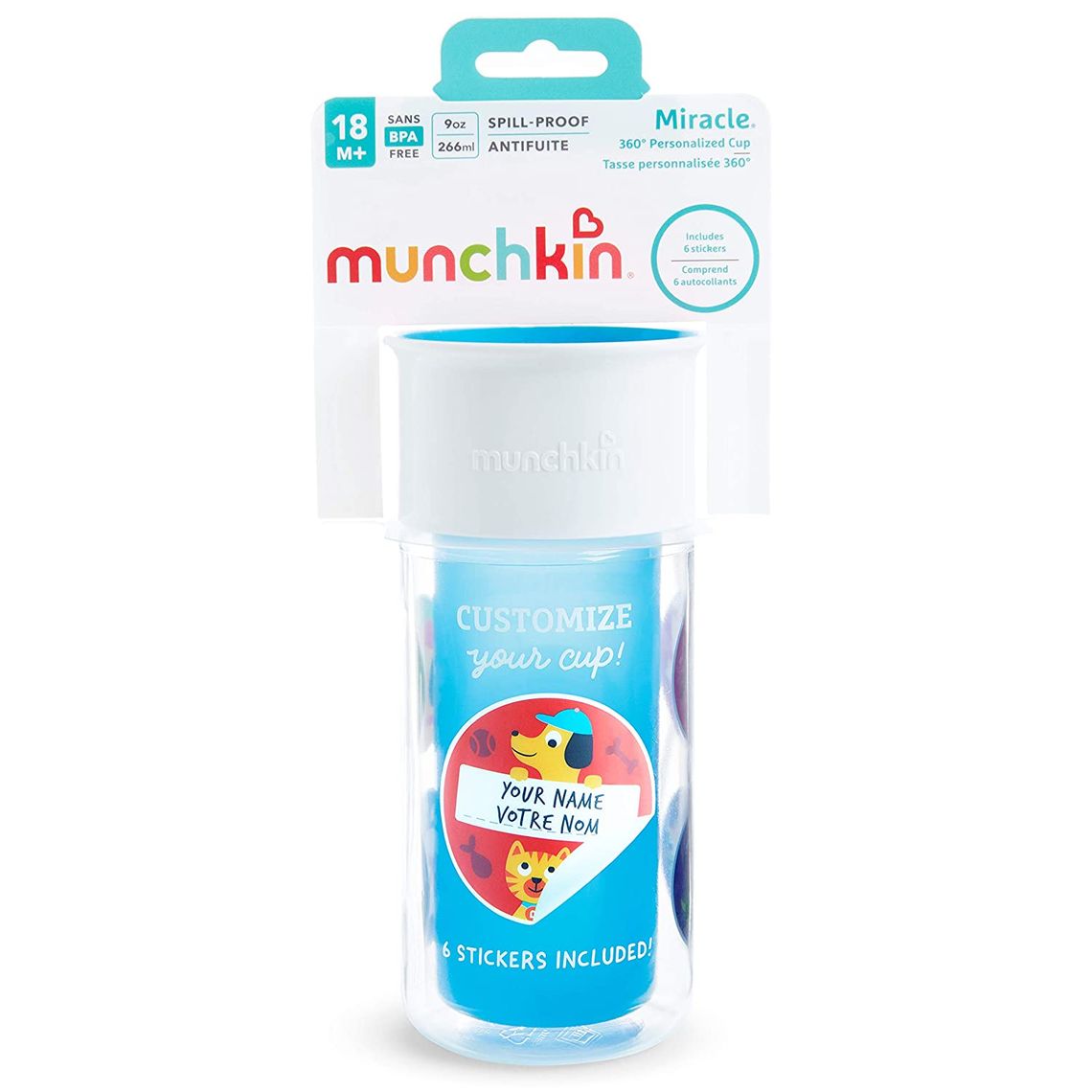 Поїльник непроливайка Munchkin Miracle 360 Insulated Sticker, 266 мл, голубий (17407.01) - фото 5