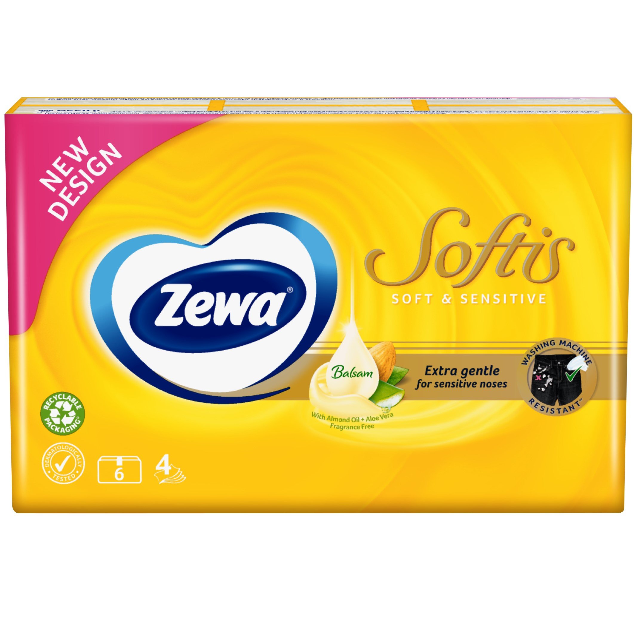 Носовые платочки Zewa Soft Sensitive, четырехслойные, 6 уп. по 9 шт. - фото 2