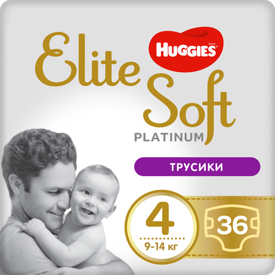 Подгузники-трусики Huggies Elite Soft Platinum 4 (9-14 кг), 36 шт. (824046) - фото 1