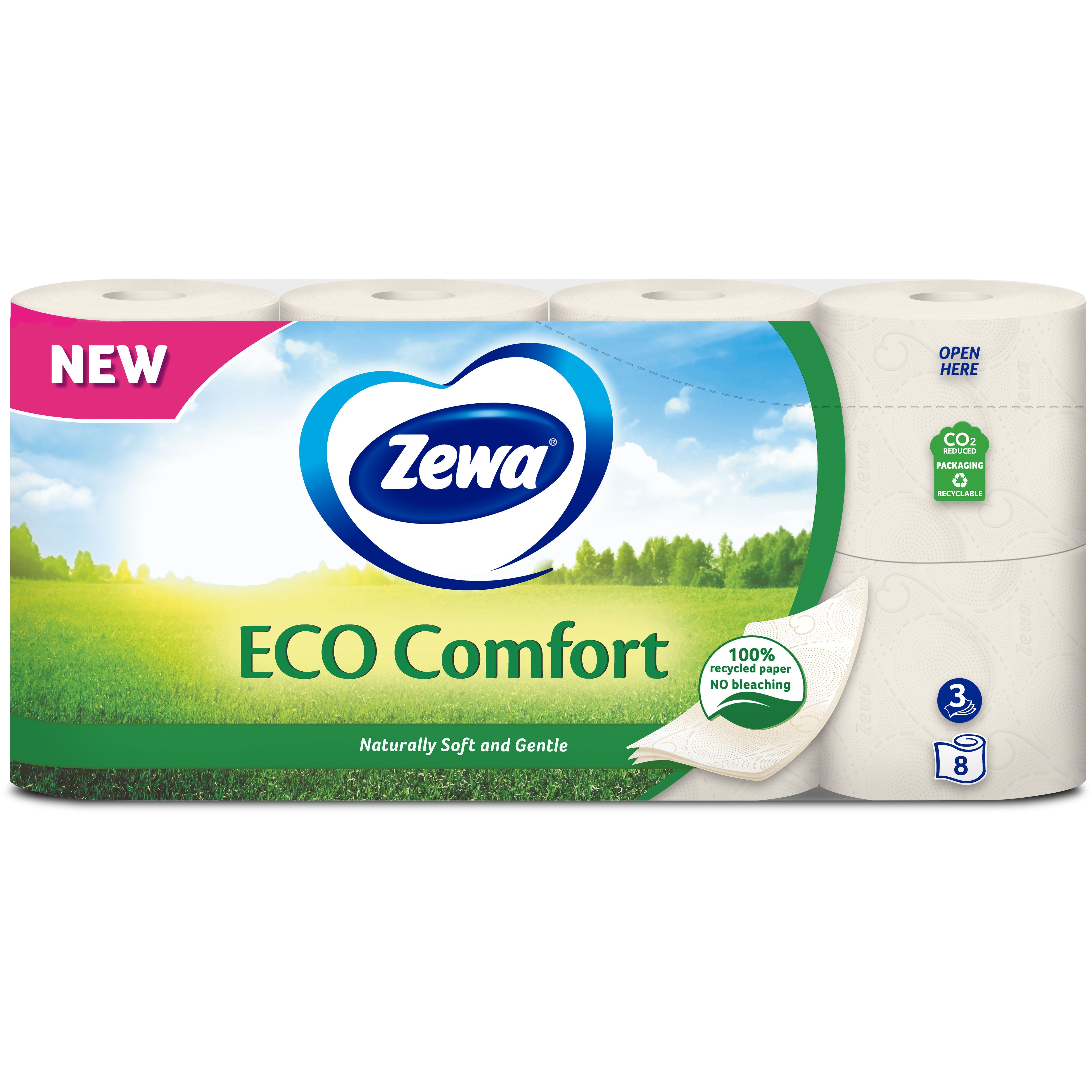 Туалетная бумага Zewa Eco Comfort трехслойная 8 рулонов - фото 2