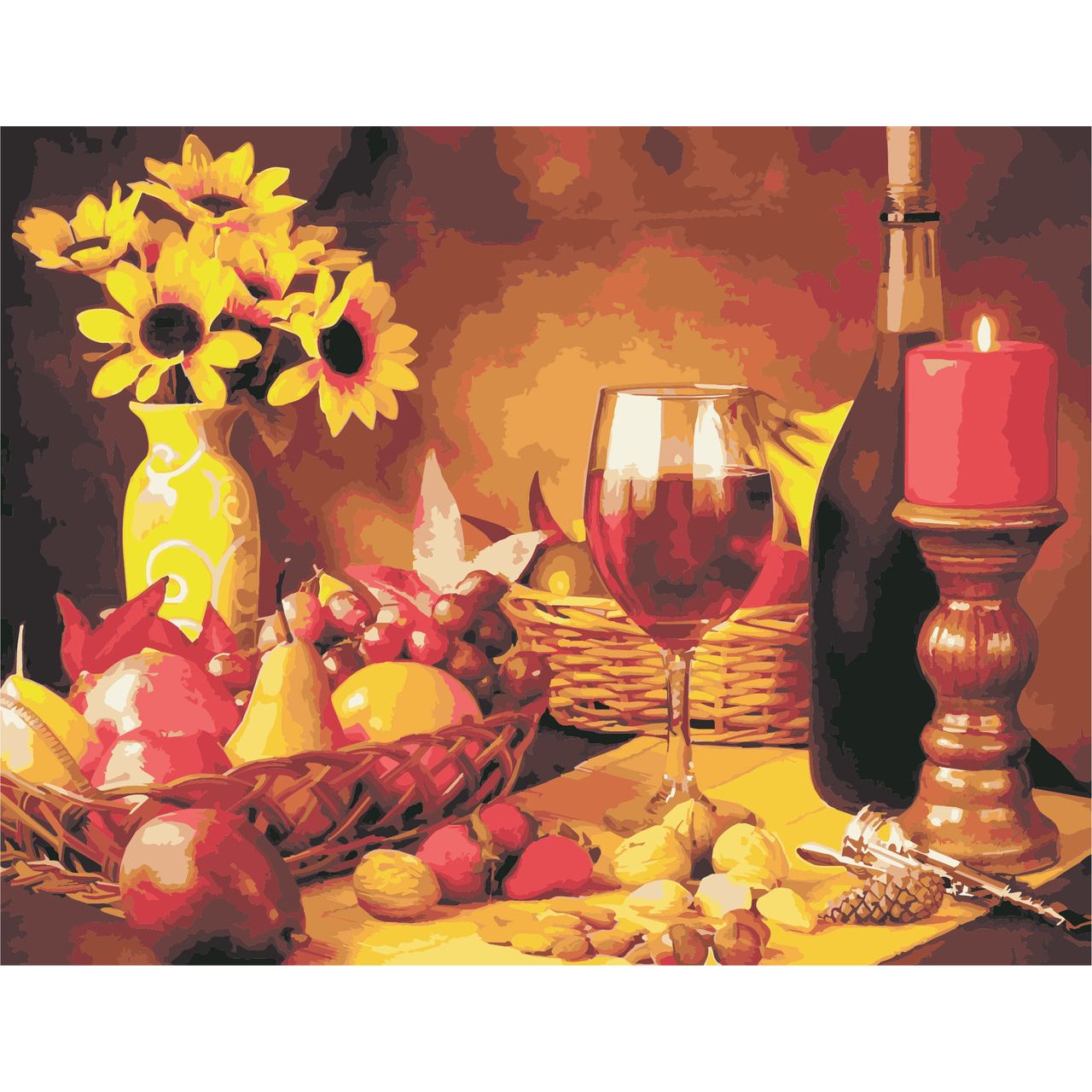 Картина по номерам Вино і фрукти ArtStory 50х65 см різнокольоровий 000169378 - фото 1