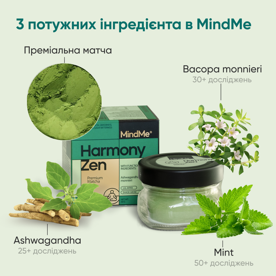 Чай Матча MindMe Harmony Zen зелений функціональний 30 г - фото 3