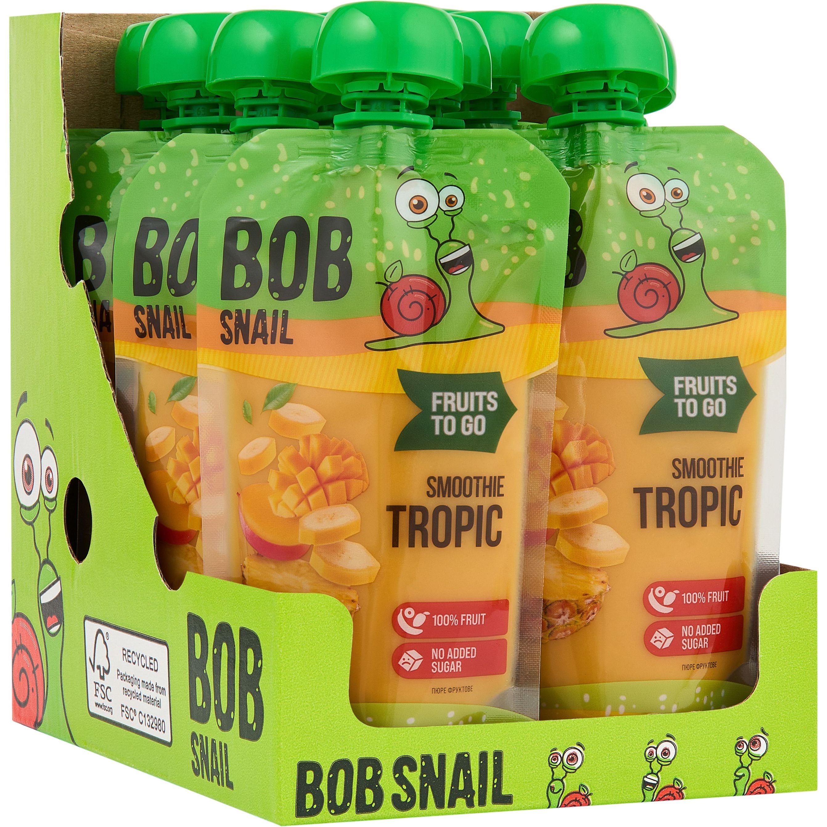 Пюре фруктовое Bob Snail Smoothie Fruits to Go Tropic 1.2 кг (10 шт. по 120 г) - фото 1