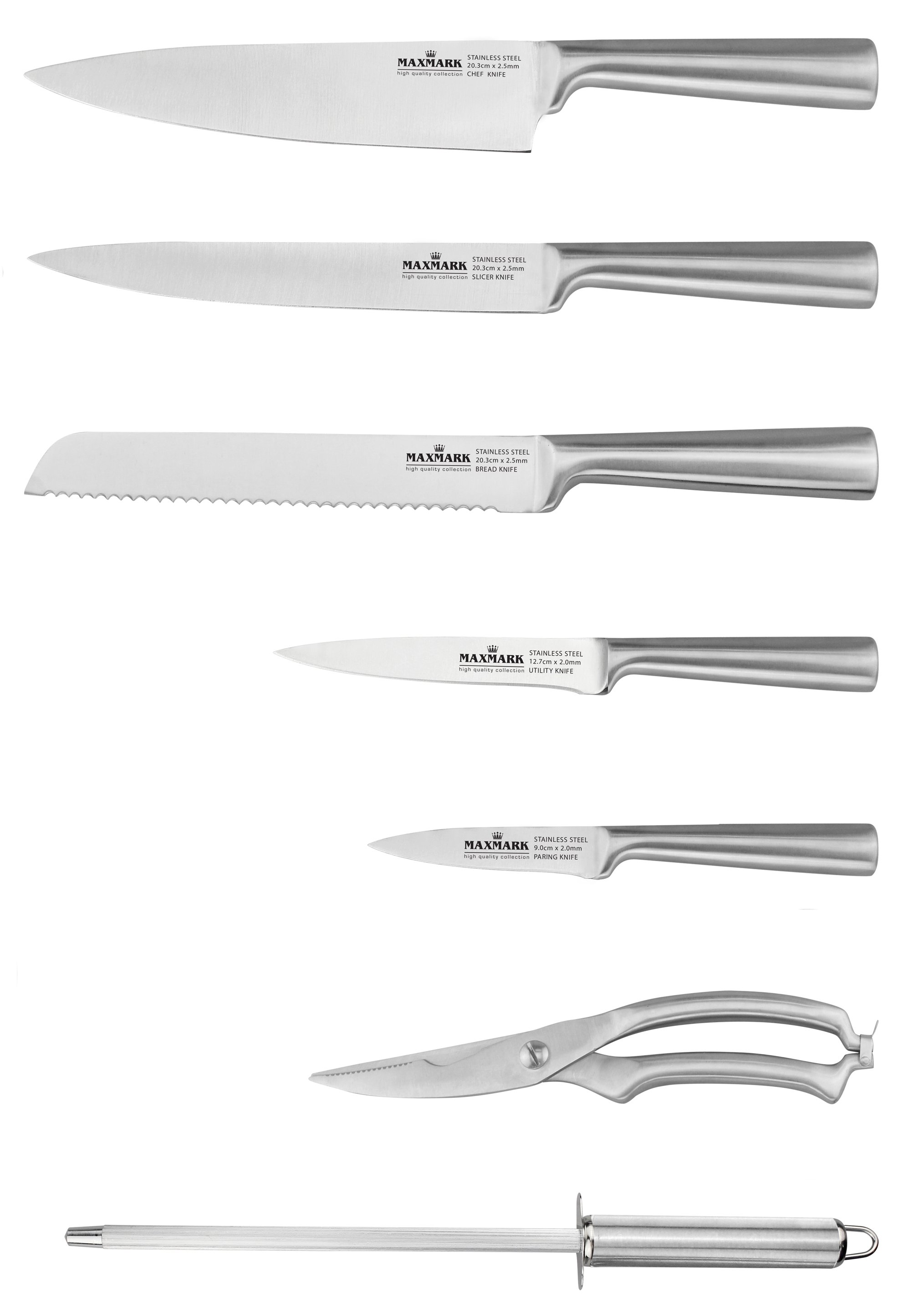 Набір ножів Maxmark, 8 предметів, сріблястий (MK-K04) - фото 2