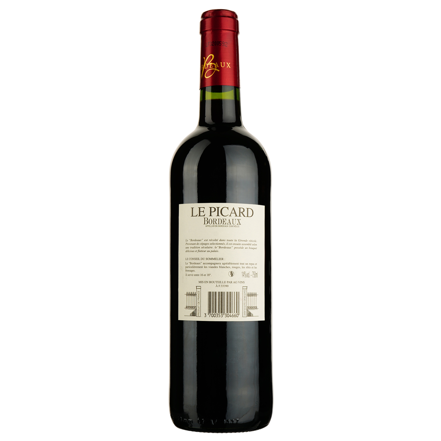 Вино AG Vins Le Picard AOP Bordeaux 2018, червоне, сухе, 0,75 л (919506) - фото 2