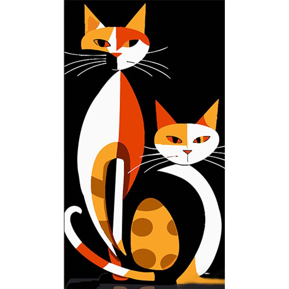 Набор для росписи по номерам Strateg Геометрические коты в стиле сюрреализма 50х25 см (WW230) - фото 1