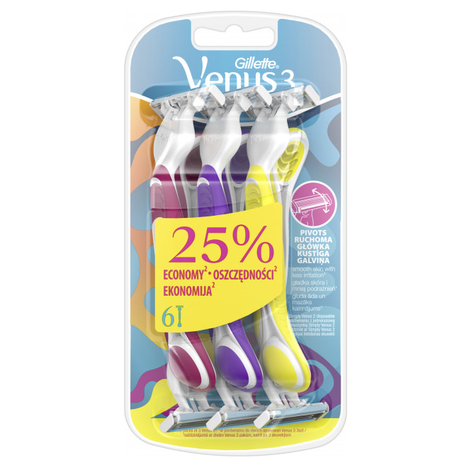 Одноразові станки для гоління Gillette Simply Venus 3, 6 шт. - фото 1