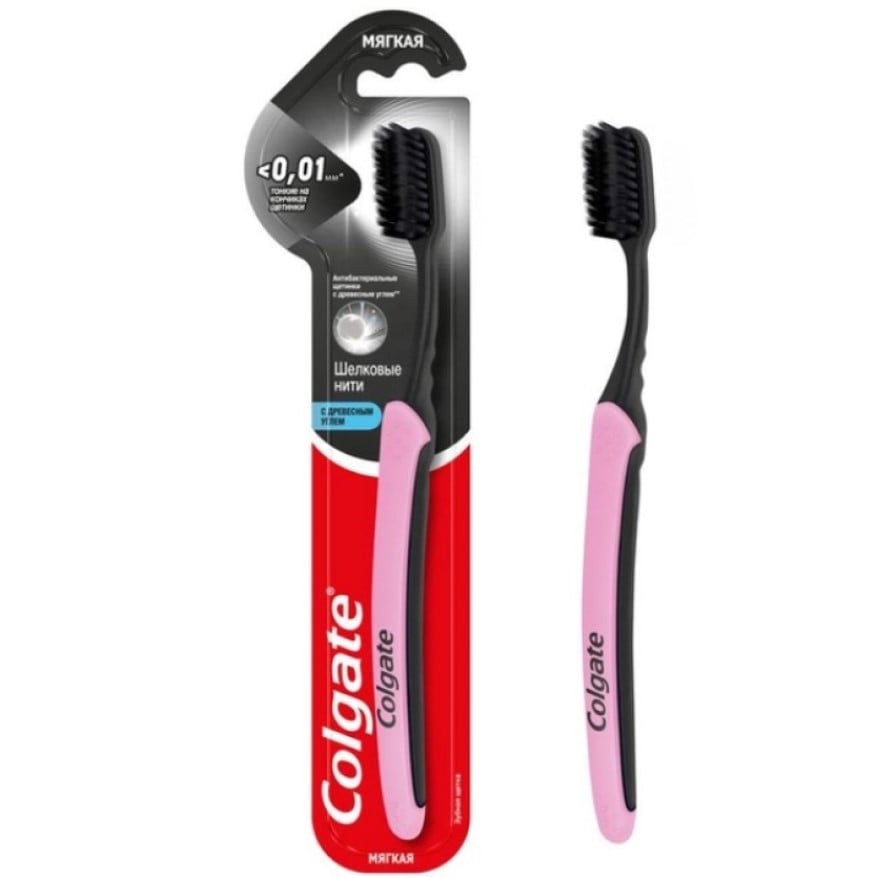 Зубна щітка Colgate Slim Soft Charcoal рожева - фото 2