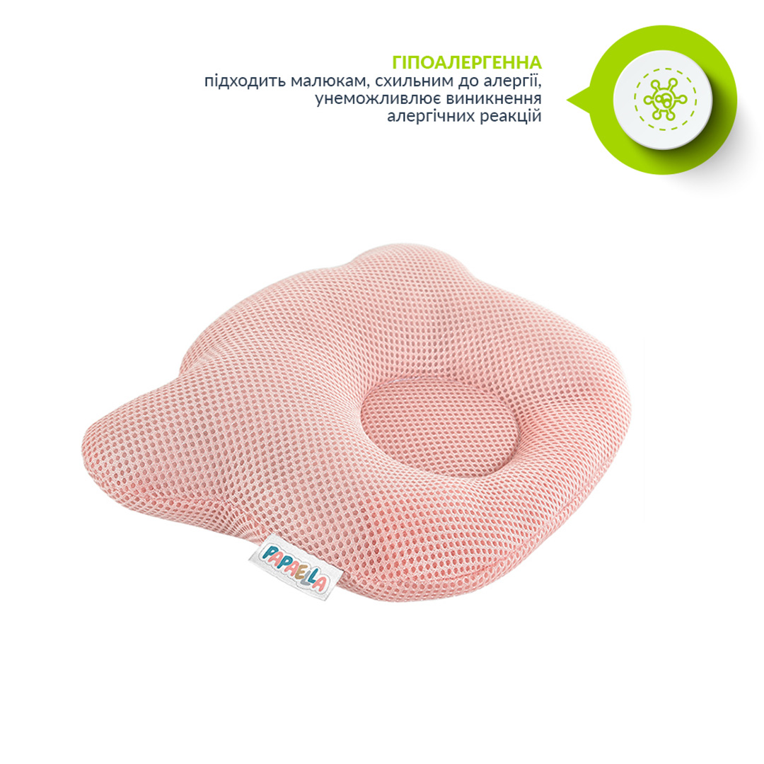 Подушка для младенцев ортопедическая Papaella Мишка, диаметр 8 см, пудровый (8-32377) - фото 6