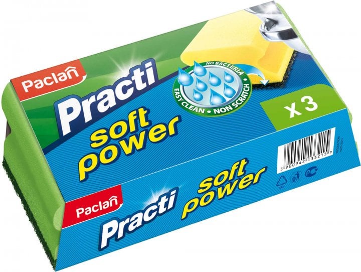 Губка кухонна Paclan Practi Soft Power, 3 шт. - фото 1