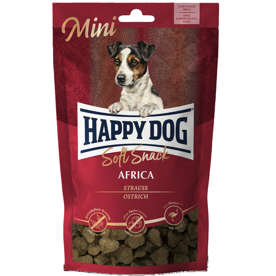 Лакомство для собак мелких пород Happy Dog SoftSnack Mini Africa, мягкие закуски со страусом и картошкой, 100 г (60691) - фото 1
