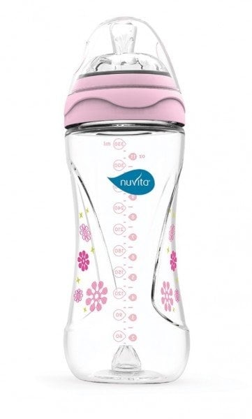 Бутылочка для кормления Nuvita Mimic, антиколиковая, 330 мл, розовый (NV6050Pink) - фото 1