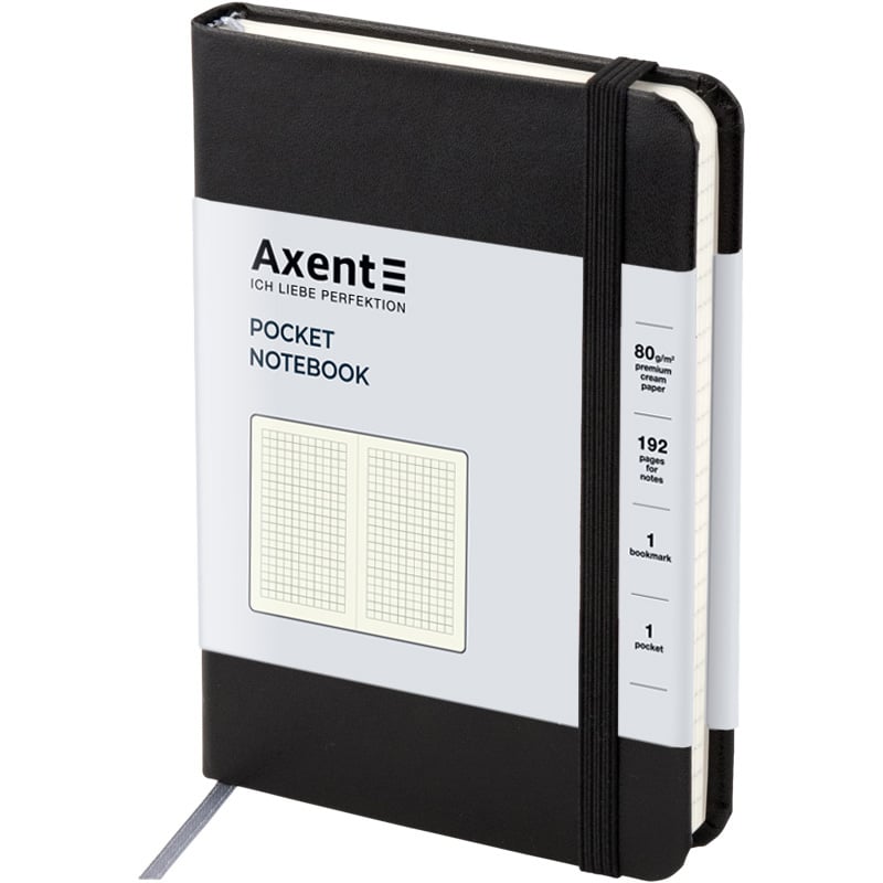 Книга записна Axent Partner A6- в клітинку 96 аркушів чорна (8301-01-A) - фото 2