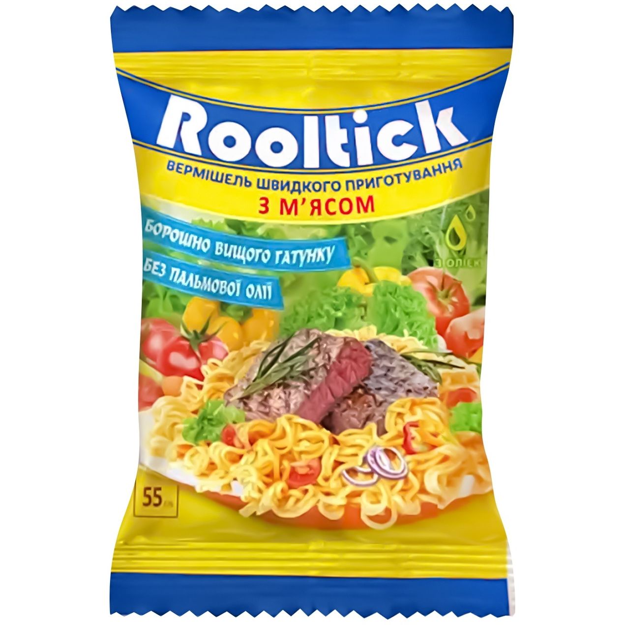 Вермішель швидкого приготування Rooltick зі смаком м'яса 55 г - фото 1