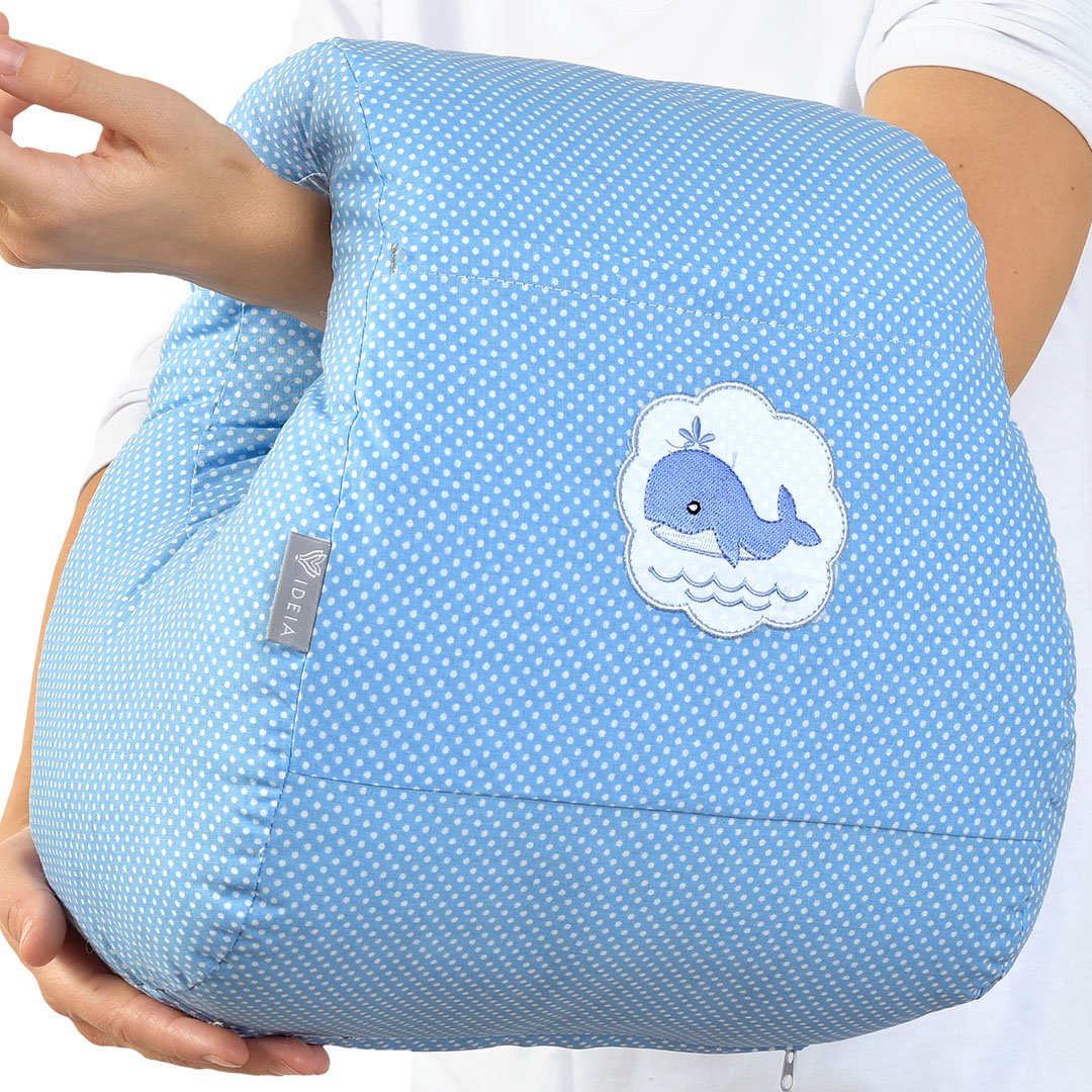 Подушка для годування Papaella Mini Горошок, 28х30 см, блакитний (8-31999) - фото 10