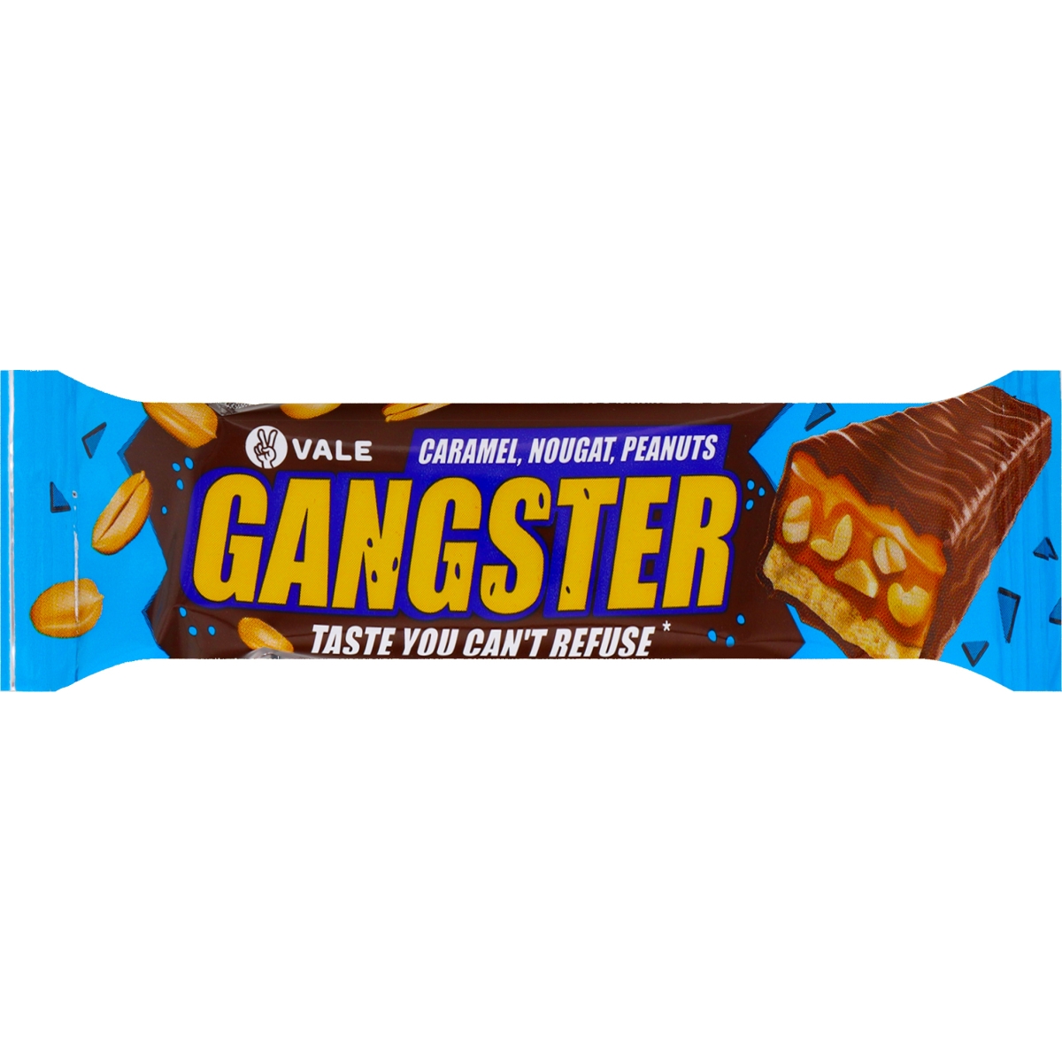 Батончик Vale Gangster з арахісом, нугою та карамеллю 50 г - фото 1